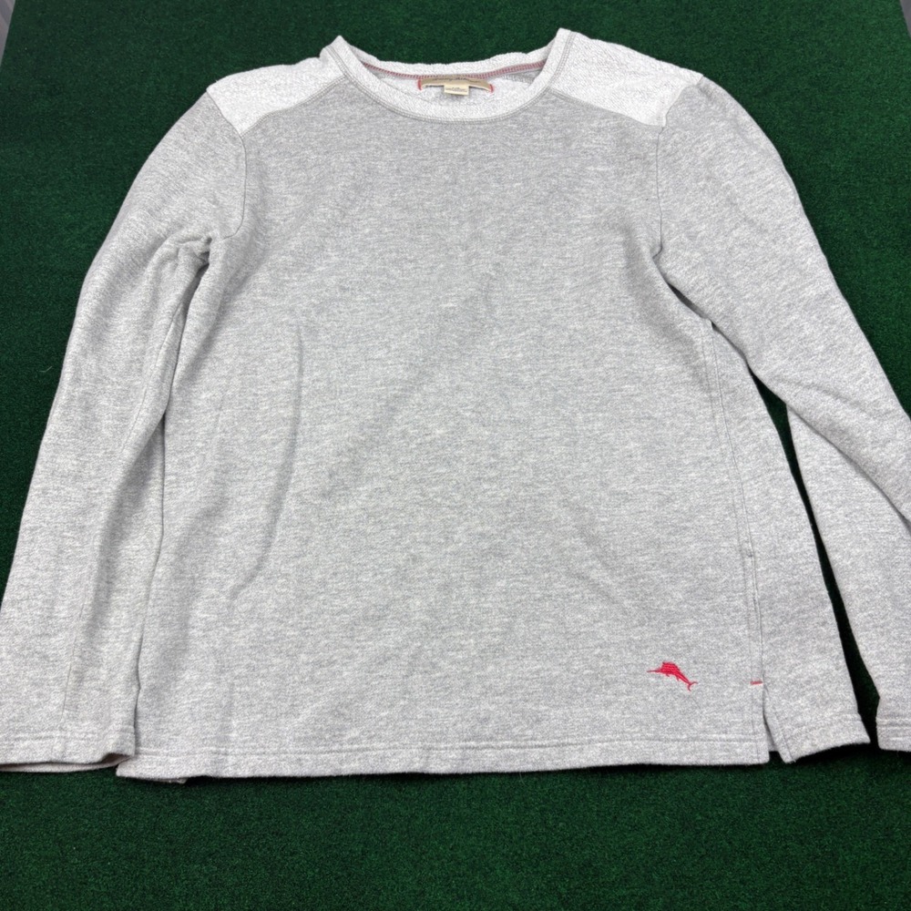 Tommy Bahama Women's Gray Long Sleeve Crewneck Sweatshirt Coastal Casual Large